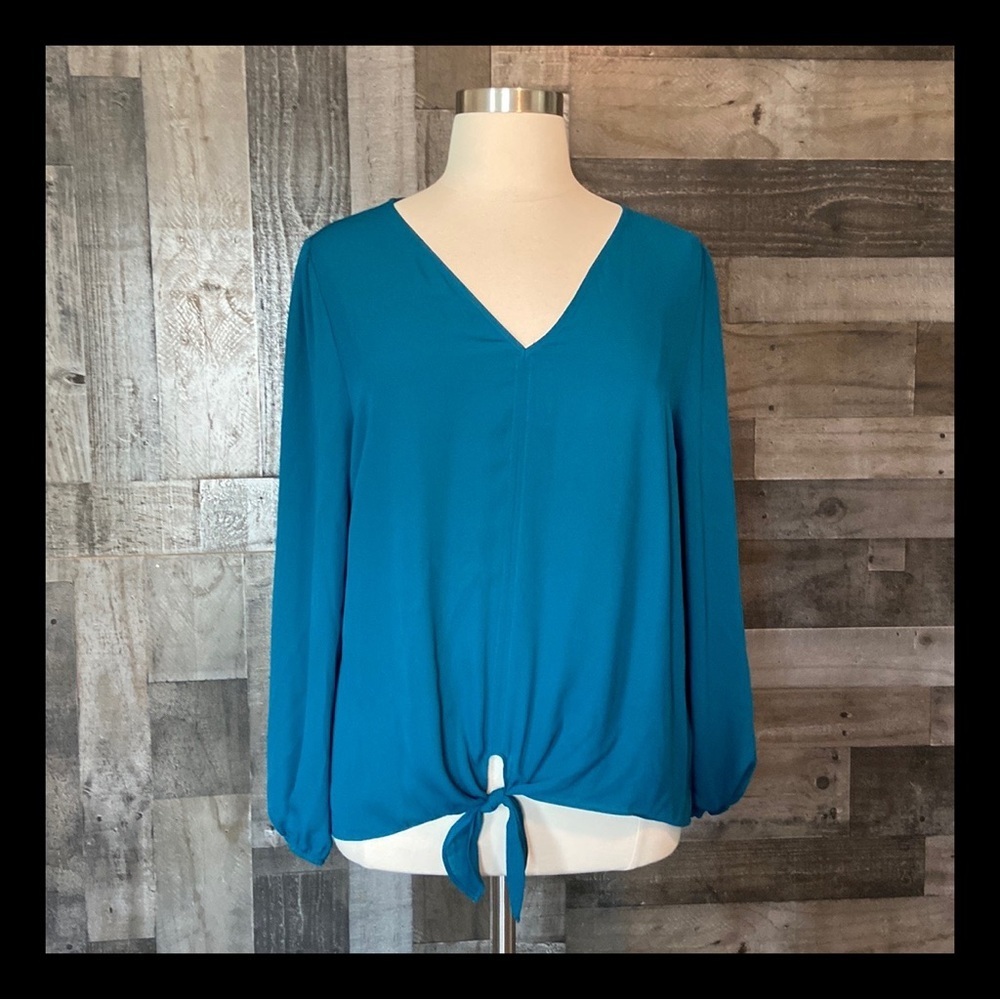 NWT! INC International Concepts turquoise long sleeve top size 20 coastal party